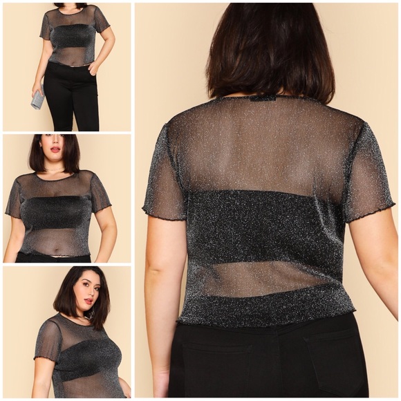 BUY1GET1FREE🎉Shimmer Rustic mesh top plus size - Picture 4 of 8